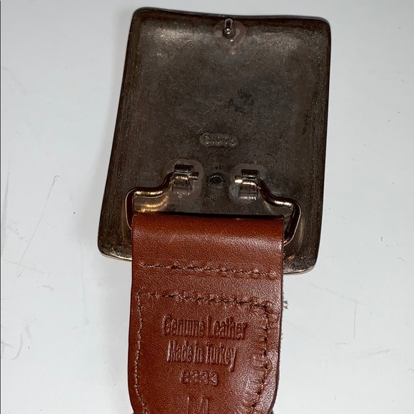 1995 Men’s Brown Braid Leather Belt Silver Buckle - Picture 3 of 5